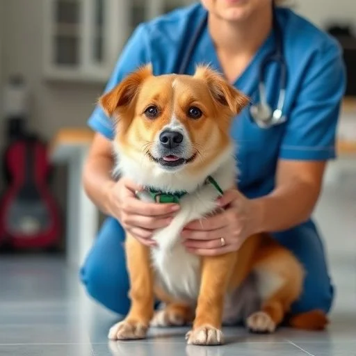 An intimate, close-up shot of a dog's paw gently resting on a human hand, conveying care, expertise, and a gentle connection of trust and professional handling.